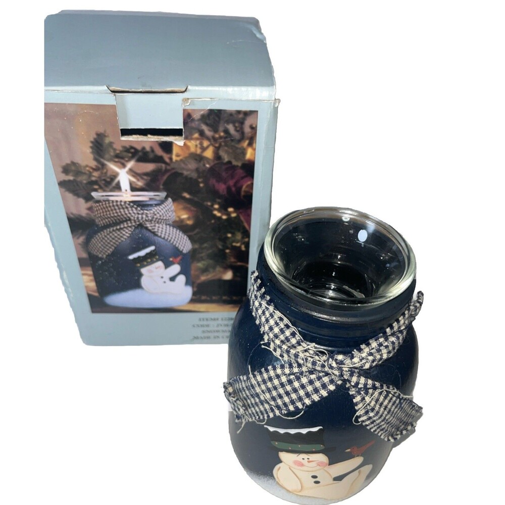 crazy mountain snowman candle holder Jar Christmas Item# 122861 Code: JVH-MAN